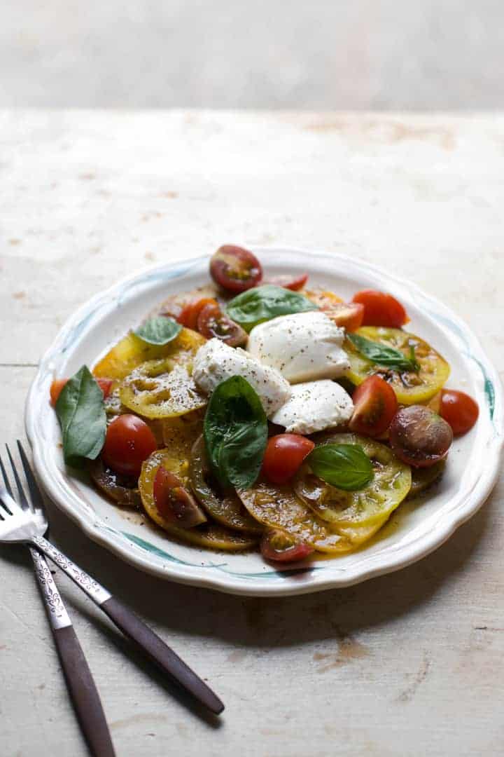 Caprese salad with heirloom tomatoes