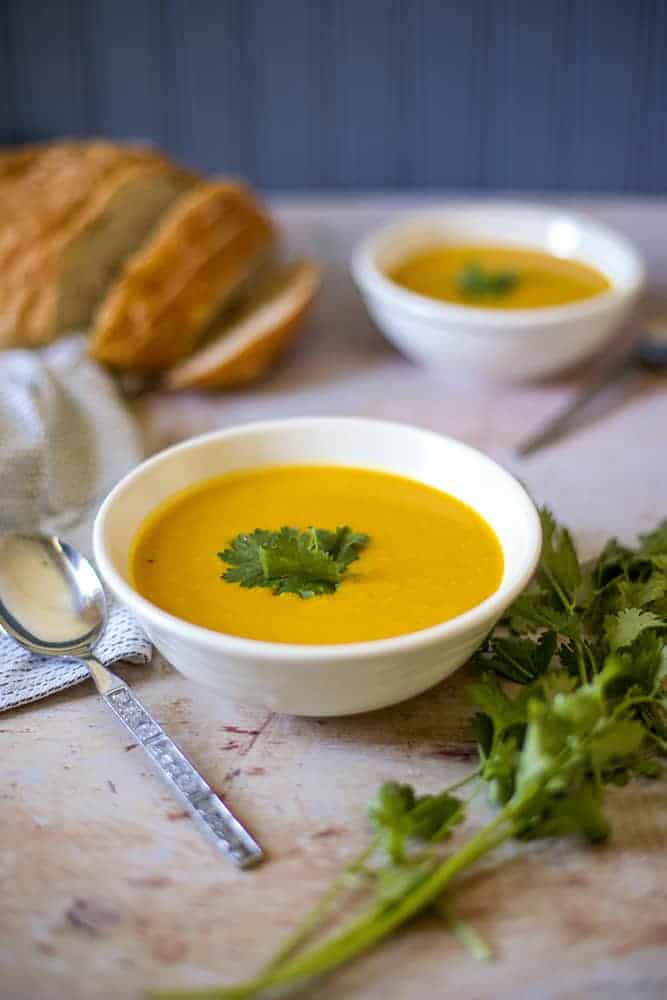 roasted curry and carrot soup with cilantro
