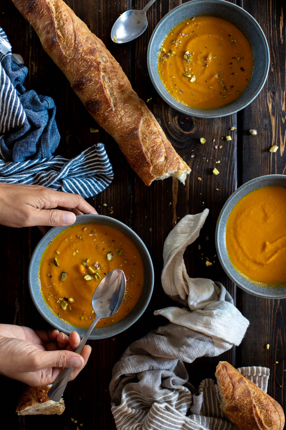 pumpkin soup with baguette